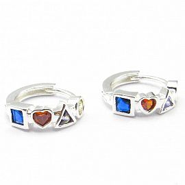 AROS ARGOLLA FORMAS PIEDRAS MULTICOLOR /ACERO BLANCO