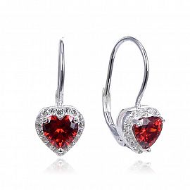 AROS ARGOLLA CORAZÓN CUBIC ROJO / PLATA