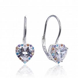 AROS ARGOLLA CORAZÓN CUBIC MULTICOLOR / PLATA