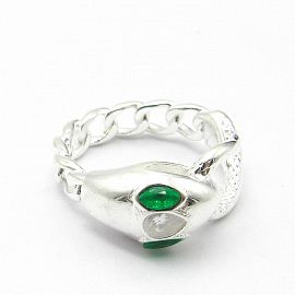 ANILLO SERPIENTE PIEDRAS / ACERO BLANCO