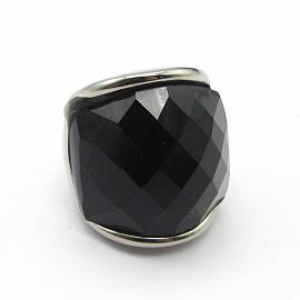 ANILLO GRANDE PIEDRA FACETADA / ACERO BLANCO
