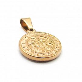 DIJE SAN BENITO 10MM / ACERO ROSE
