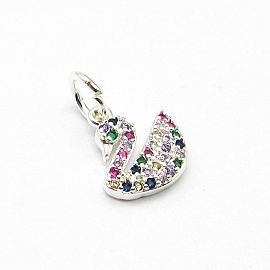 DIJE CISNE PIEDRAS MULTICOLOR / ACERO BLANCO