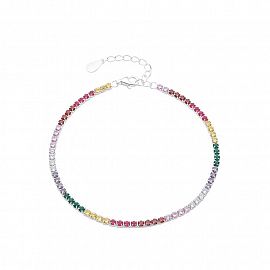 PULSERA TENNIS CUBIC MULTICOLOR / PLATA