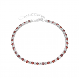PULSERA TENNIS CUBIC ROJO BLANCO / PLATA
