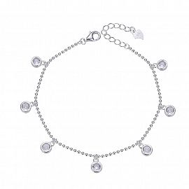 TOBILLERA PUNTOS DE LUZ 5MM CUBIC / PLATA