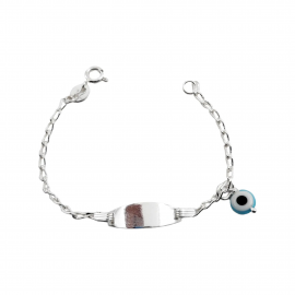 PULSERA IDENTIDAD OJO TURCO CELESTE / PLATA