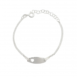 PULSERA IDENTIDAD GRUMET CORAZÓN / PLATA