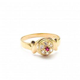 ANILLO FRUTILLA CUBICS COMBINADO 3245 /O.ROJO