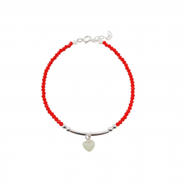 PULSERA CRISTALES ROJA CORAZÓN / PLATA