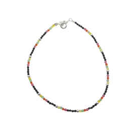 TOBILLERA CRISTALES MULTICOLOR BOLITAS / PLATA