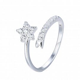 ANILLO FLOR CUBIC ABIERTO / PLATA