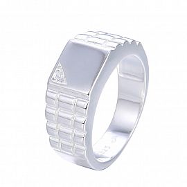 ANILLO SELLO CUBIC / PLATA
