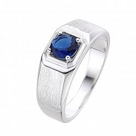 ANILLO SELLO CENTRO CUBIC AZUL / PLATA
