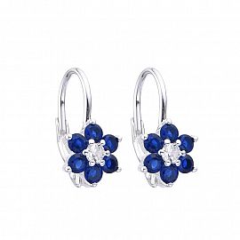 AROS BRISURA FLOR CUBIC AZUL / PLATA