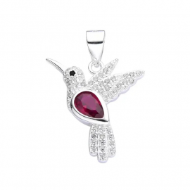 DIJE COLIBRÍ CUBIC ROSA / PLATA	