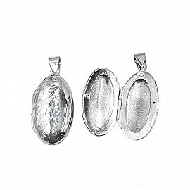 DIJE RELICARIO OVAL 16MM CUBIC / PLATA
