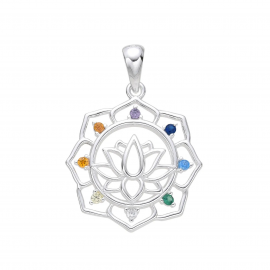 DIJE FLOR DE LOTO CUBIC MULTICOLOR / PLATA