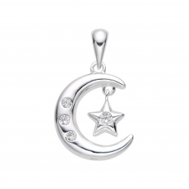 DIJE LUNA ESTRELLA CUBIC / PLATA