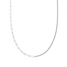 CADENA DOBLE TENNIS CLIP CUBIC / PLATA