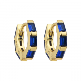 AROS ARGOLLA BAGUETTE CUBIC AZUL / PLATA DORADA