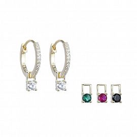 AROS ARGOLLA PUNTOS DE LUZ INTERCAMBIAMBLES CUBIC MULTICOLOR / PLATA DORADA