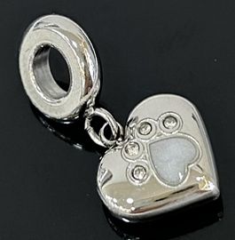 DIJE CHARM CORAZÓN HUELLA PERRO / ACERO