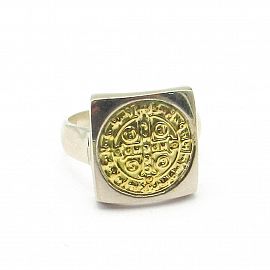 ANILLO SAN BENITO 15MM /PLATA Y ORO