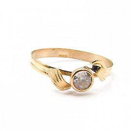 ANILLO SOLITARIO CUBIC VIROLA /O.ROJO
