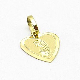 MEDALLA CORAZON VIRGEN NIÑA 10MM /O.AMARILLO