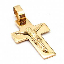 DIJE CRUZ PLANA CRISTO 13x20MM /O.ROJO