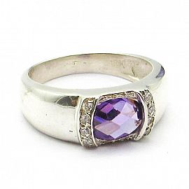 ANILLO CUBICS CENTRO OVAL /PLATA 