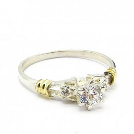 ANILLO SOLITARIO GRIFAS*6 4446 /PLATA Y ORO