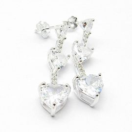 AROS PASANTE CORAZONES CUBIC / PLATA