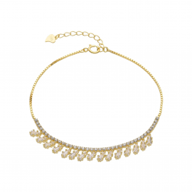 PULSERA BAGUETTE CUBIC / PLATA DORADA