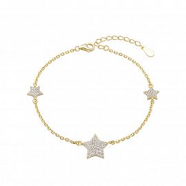 PULSERA ESTRELLAS CUBIC / PLATA DORADA