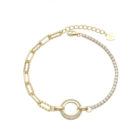 PULSERA ARO CUBIC / PLATA DORADA