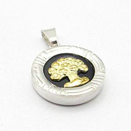 DIJE ARBOL ONIX 18MM /PLATA Y ORO