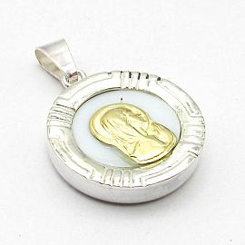 DIJE VIRGEN NIÑA NACAR 18MM /PLATA Y ORO