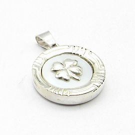 DIJE TREBOL NACAR 18MM /PLATA 